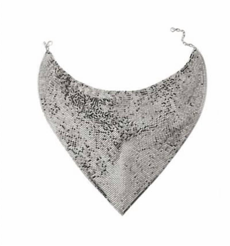 Whiting & Davis Turner Mesh Bib Necklace In Pewter