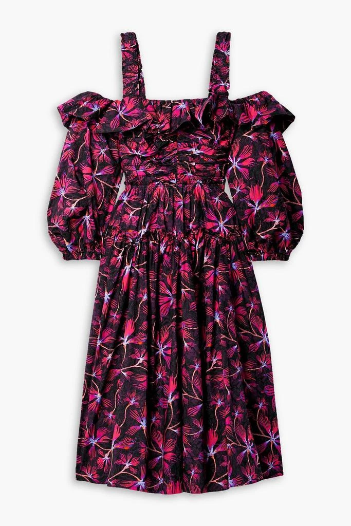 Ulla Johnson Cold-shoulder ruffled floral-print cotton-poplin midi dress 1