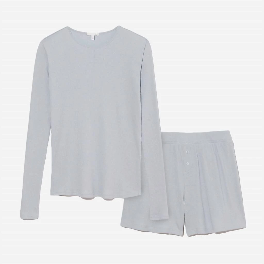 Skin Rayne & Regan Organic Pima Cotton Rib Short Set In Sea Shadow 1