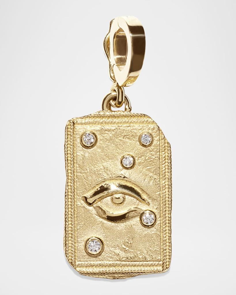 Azlee 18K Yellow Gold Guardian Relic Coin Pendant with Diamonds