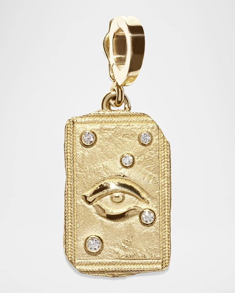 Azlee 18K Yellow Gold Guardian Relic Coin Pendant with Diamonds 1