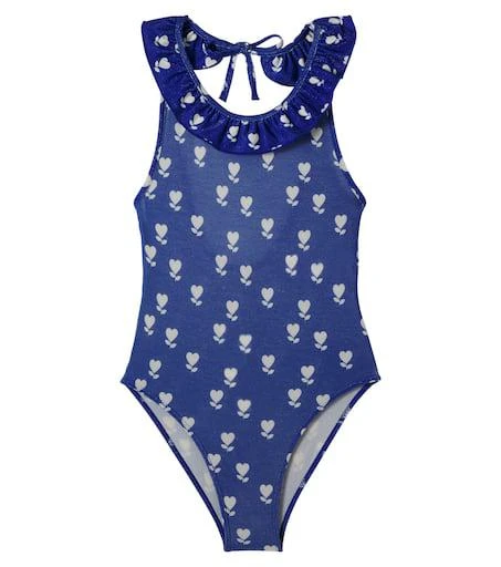 Bonton Nudist Flower printed ruffled swimsuit