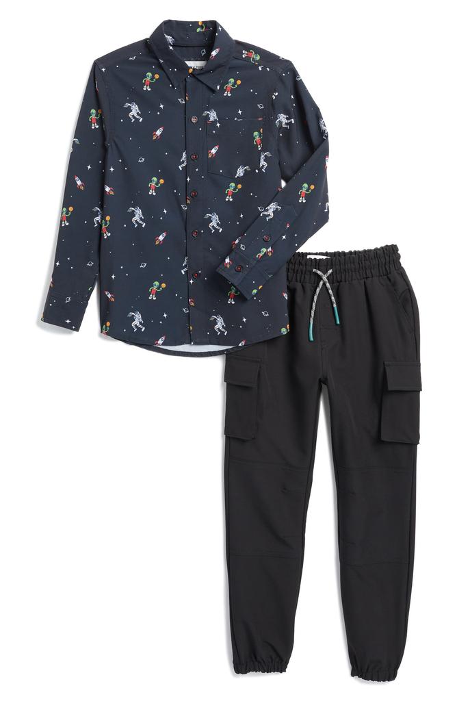 Sovereign Code Kids' Astronaut Button-Up Shirt & Cargo Pants Set