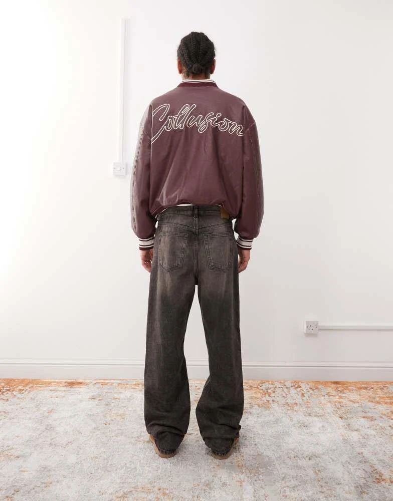 Weekday Weekday Galaxy unisex baggy fit jeans with dirty rust wash in black 2
