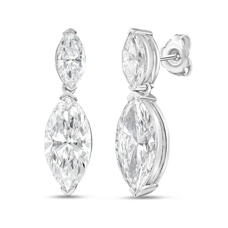 Diana M Jewels 14KW WG Drop Earrings 8.00 Ct TW of Lab grown marquise diamonds 2