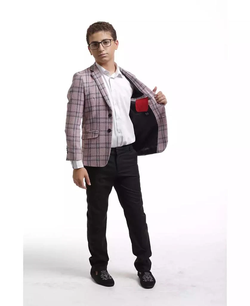 Elie Balleh Boys Pink Slim Fit Plaid Jacket 2
