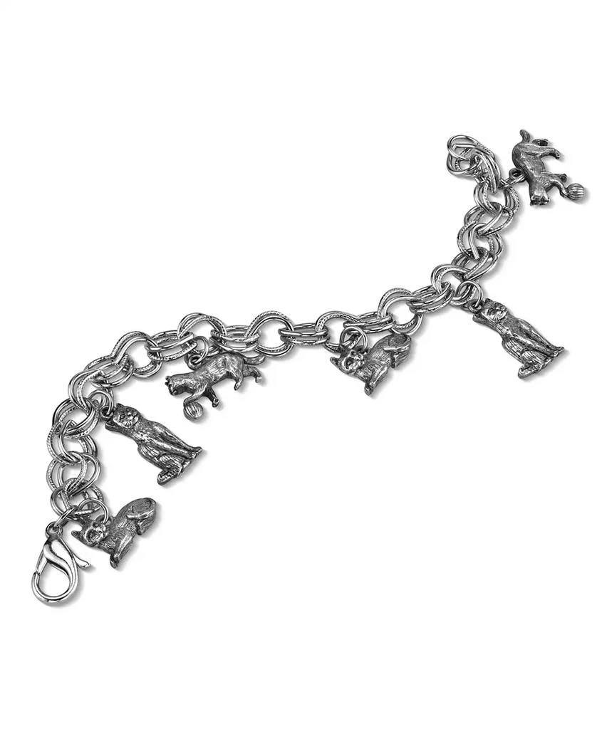 2028 Pewter 6 Cat Charm Bracelet 1