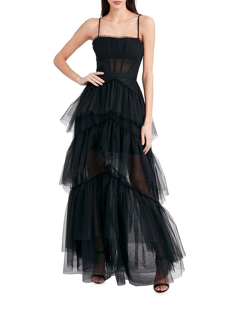 BCBG Sheer Tiered Ruffle Gown 2