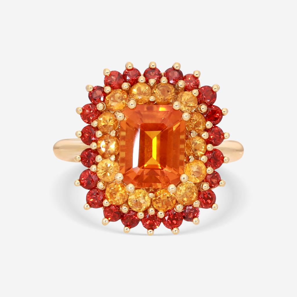 Giloro Giloro 18K Yellow Gold Citrine, Sapphire and Garnet Statement Ring Sz. 7 P4941-108C