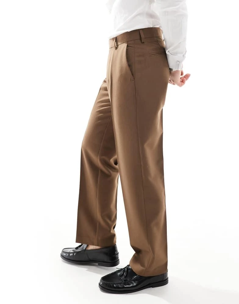 ASOS ASOS DESIGN smart straight leg trousers in brown 5