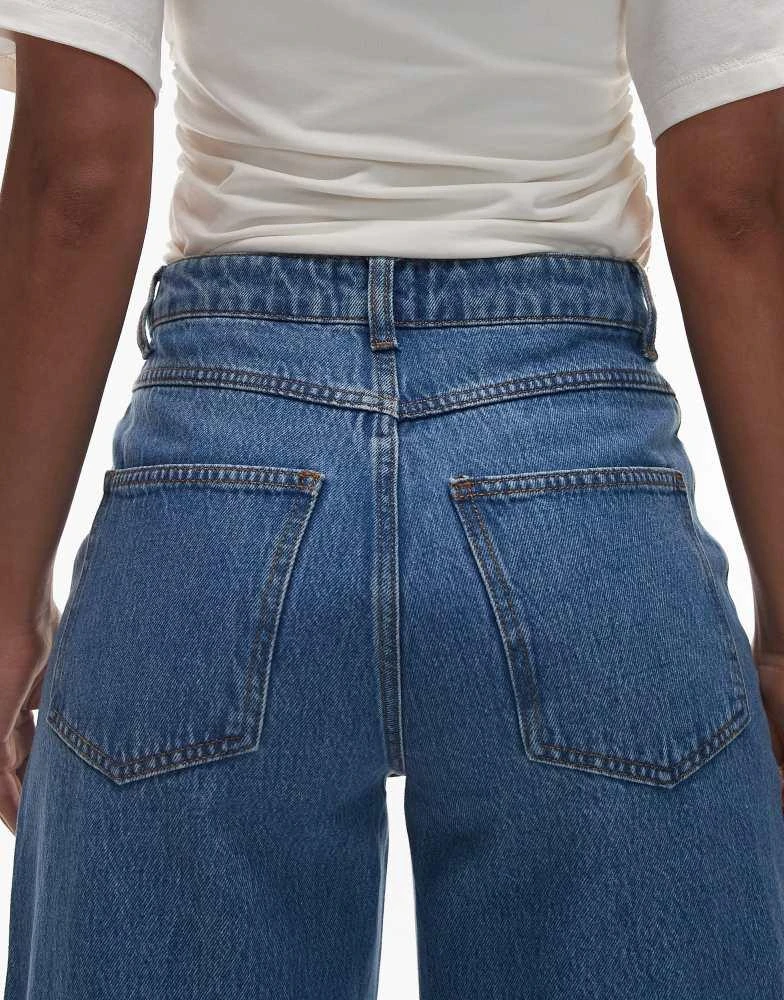 ASOS ASOS DESIGN wide leg jean with pearl detail in mid blue 4