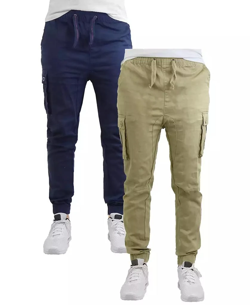 Galaxy By Harvic Men's Cotton Stretch Twill Cargo Joggers, Pack of 2 3