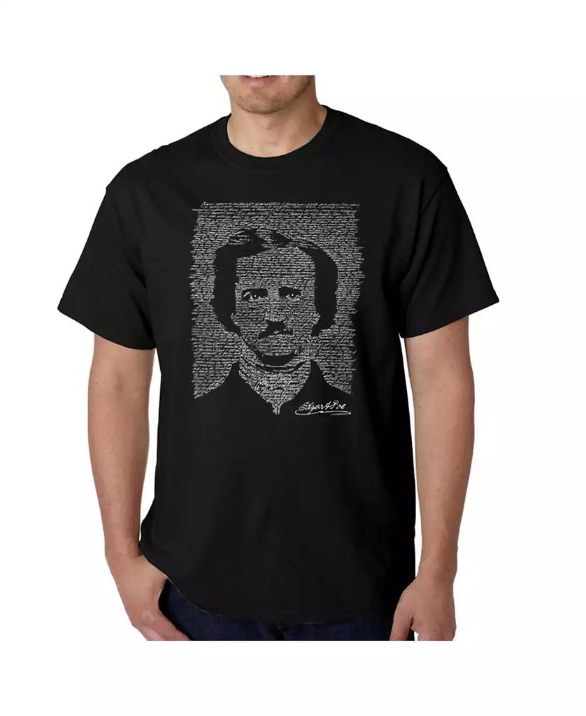 LA Pop Art Mens Word Art T-Shirt - Edgar Allen Poe - The Raven