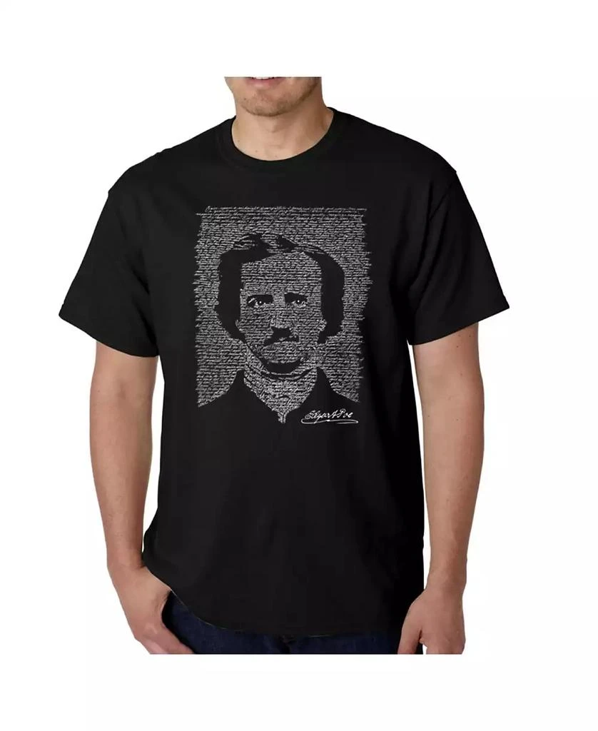 LA Pop Art Mens Word Art T-Shirt - Edgar Allen Poe - The Raven 1