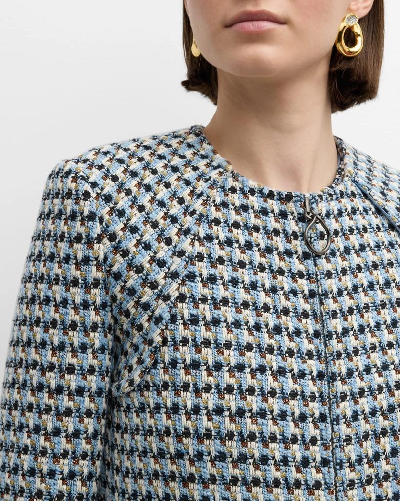 St. John Italian Textured Metallic Tweed Zip Jacket 4
