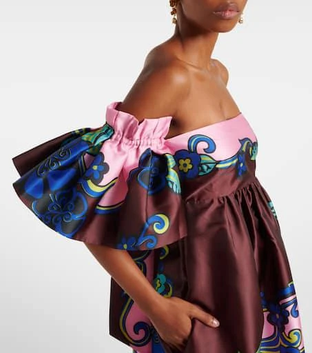 ALÉMAIS Floral off-shoulder satin maxi dress 5
