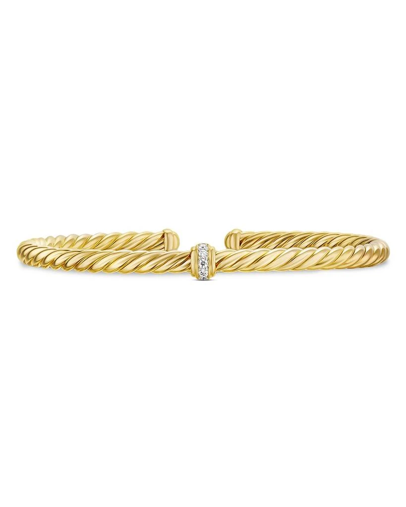 David Yurman Cablespira® Flex Station Bracelet in 18K Yellow Gold with Diamonds, 4mm 1