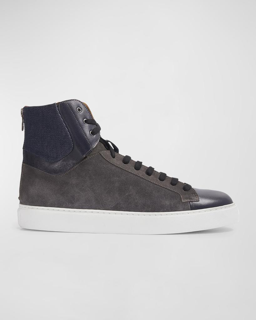 Paul Stuart Men's High-Top Suede-Leather Zip Sneakers