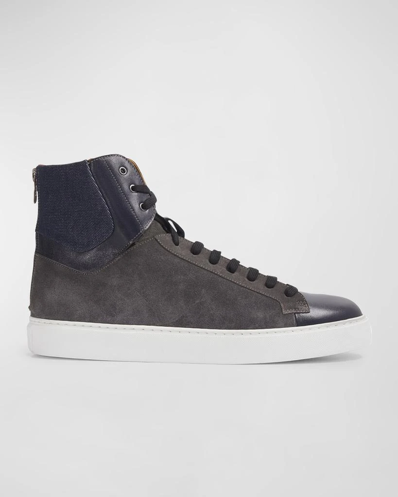 Paul Stuart Men's High-Top Suede-Leather Zip Sneakers 1