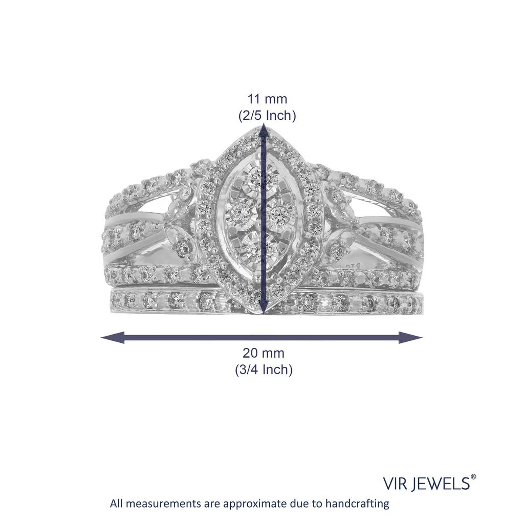 Vir Jewels 1/3 cttw Lab Grown Diamond Round Cut Wedding Engagement Ring Bridal Set .925 Sterling Silver Prong Set 3