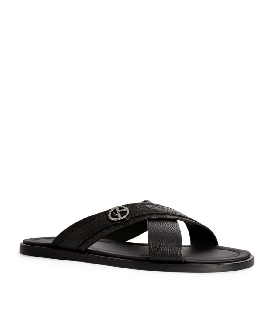 Giorgio Armani Leather Slip-On Sandals - Shoes - BeyondStyle