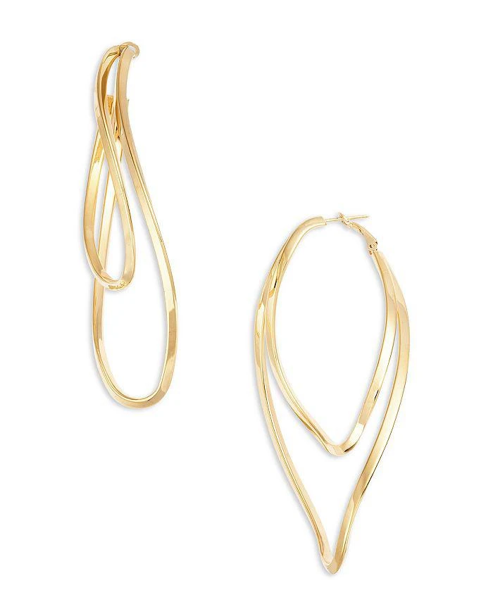 Jennifer Zeuner Alexa Double Row Elongated Hoop Earrings in 18K Gold Plated Sterling Silver   1