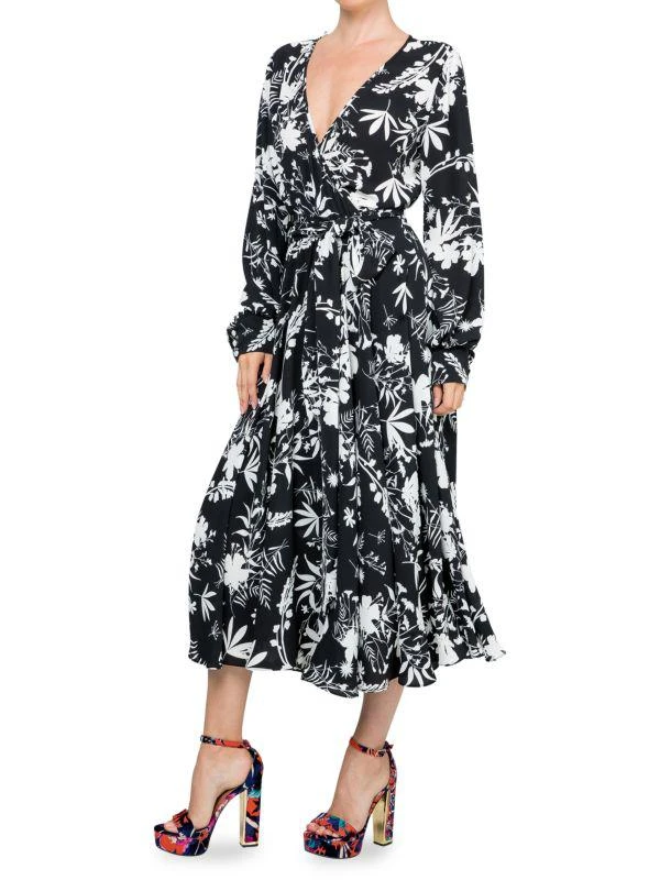 Meghan LA LilyPad Floral Wrap Midi Dress 3