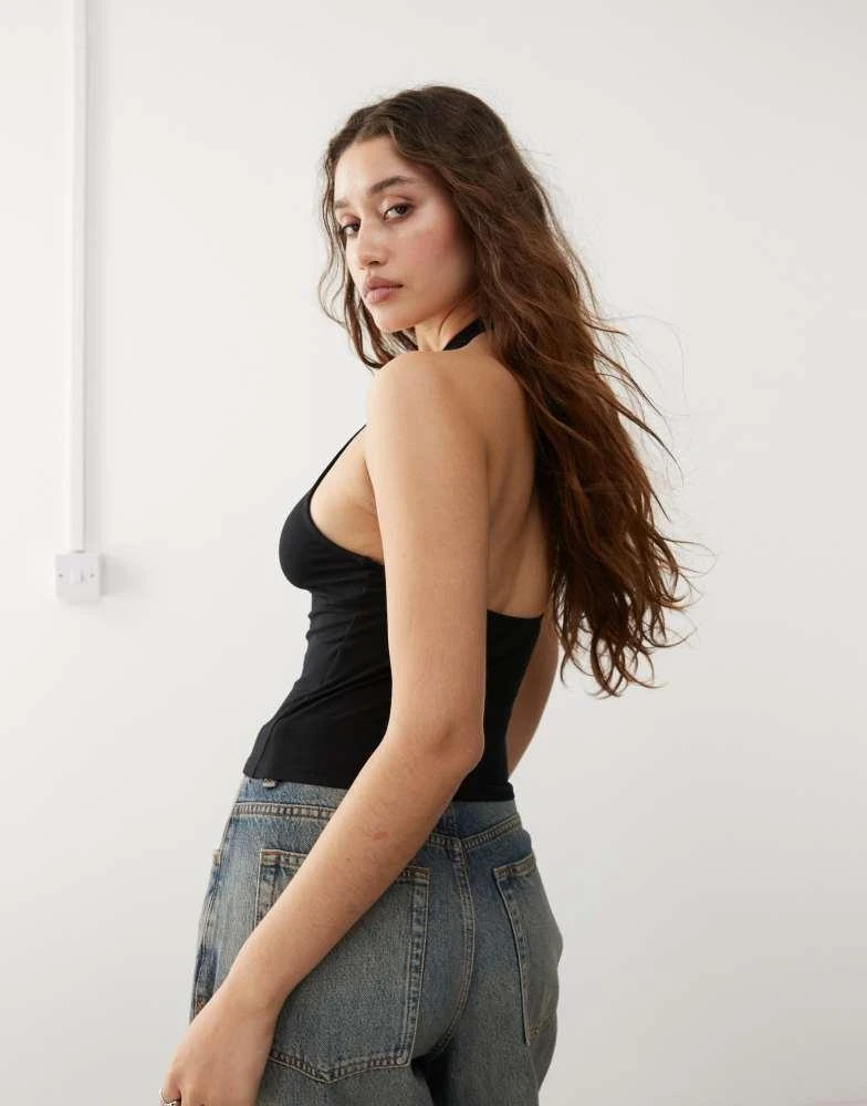 Motel Motel raceline halter top in black 4