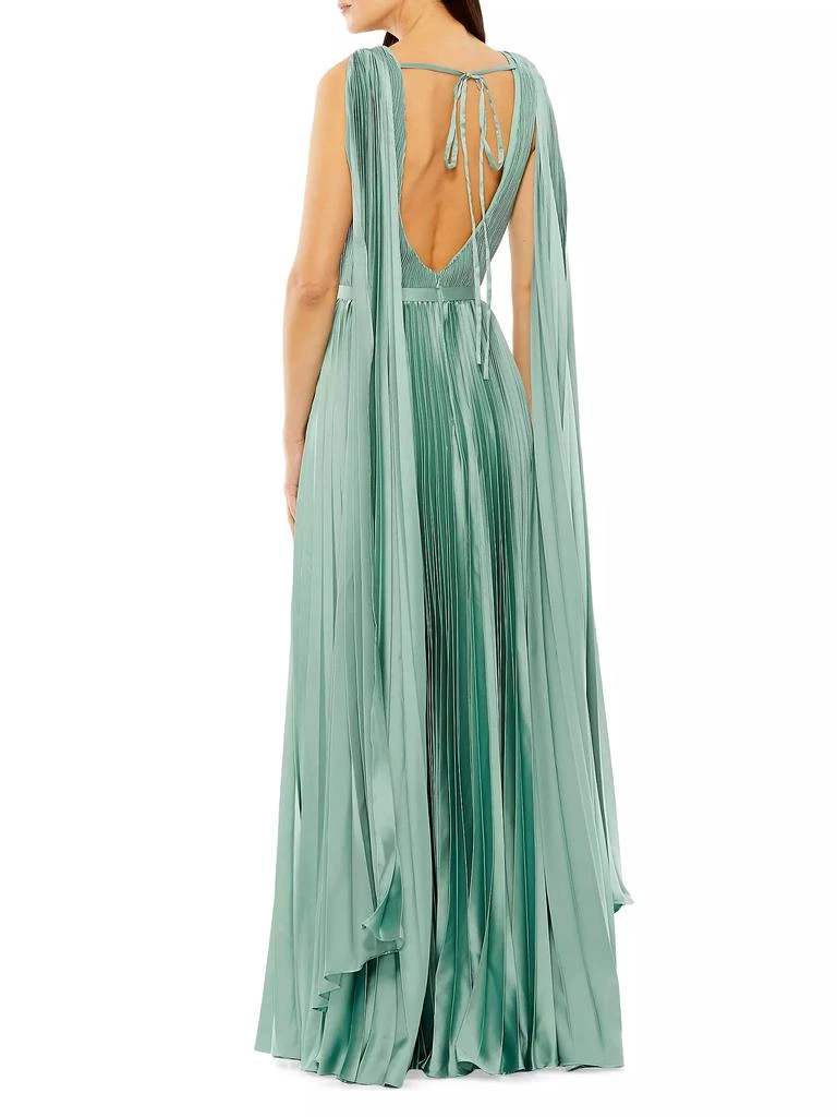 Mac Duggal Pleated Charmeuse Cape A-Line Gown 2