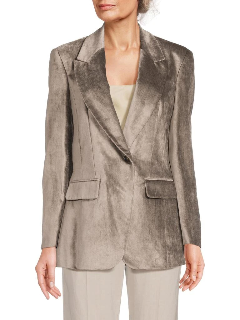 Brunello Cucinelli Peak Lapel Velvet Cotton-Blend Blazer 1