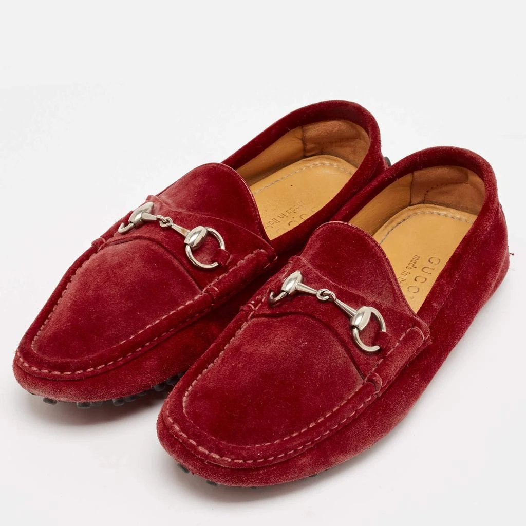 Gucci Gucci Red Suede Horsebit Slip On Loafers Size 41 2