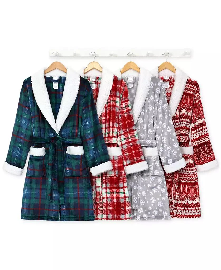 Holiday Lane Plush Printed Short Shawl-Collar Robe, Exclusively at Macy’s 18