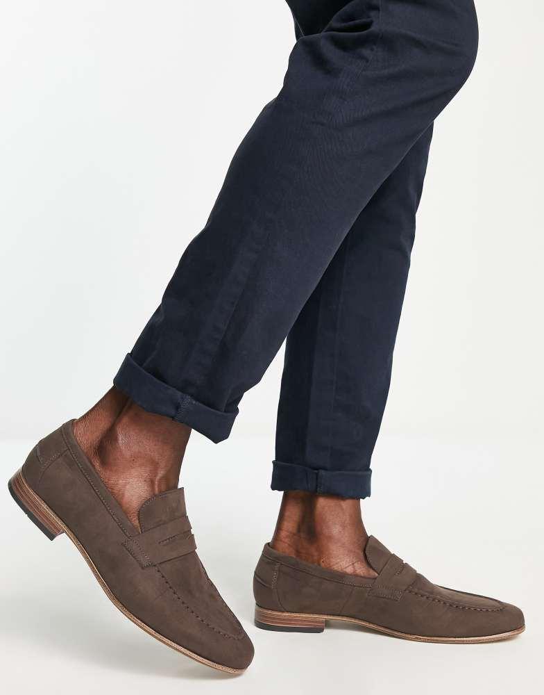 ASOS ASOS DESIGN loafers in brown faux suede with natural sole