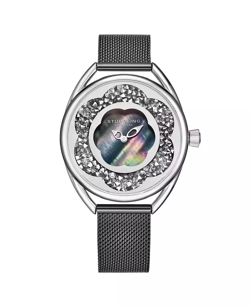 Stuhrling Women's Black Mesh Stainless Steel Bracelet Watch 38mm 1