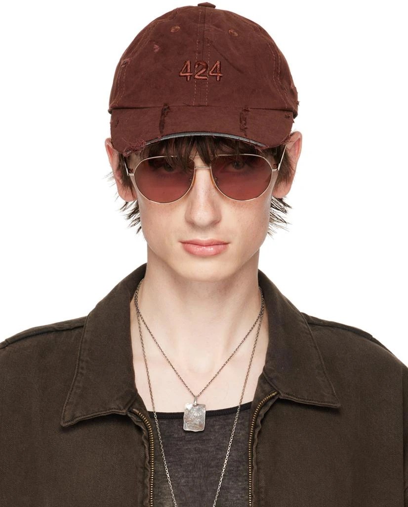 424 Brown Distressed Baseball Cap 1