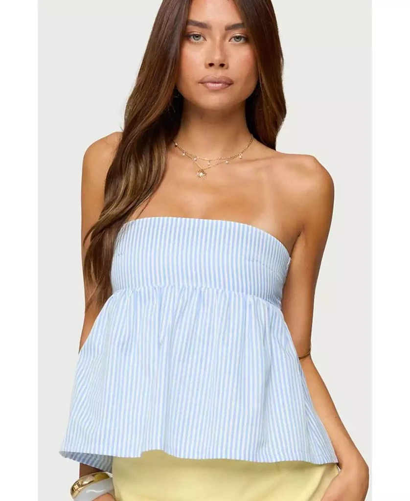 Edikted Womens Maddie Strapless Striped Babydoll Top