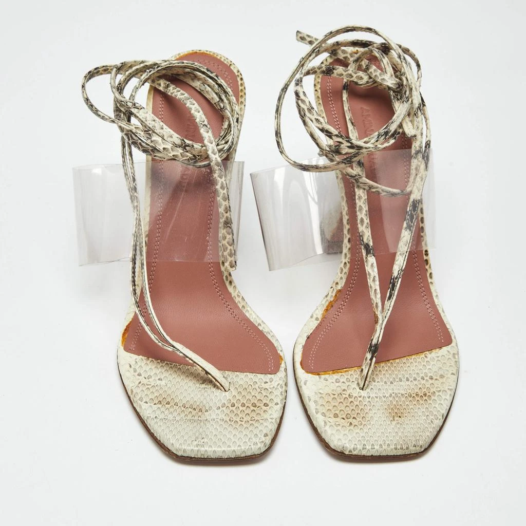 Amina Muaddi Amina Muaddi Cream/Beige Water Snakes and PVC Zula Sandals Size 38.5 3