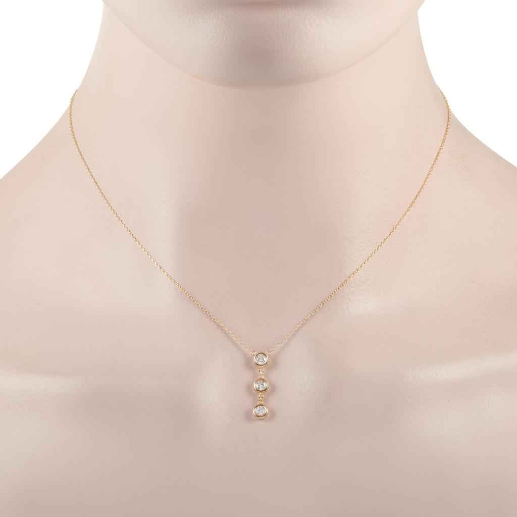 Non Branded 14K Yellow Gold 0.38 ct Diamond Pendant Necklace