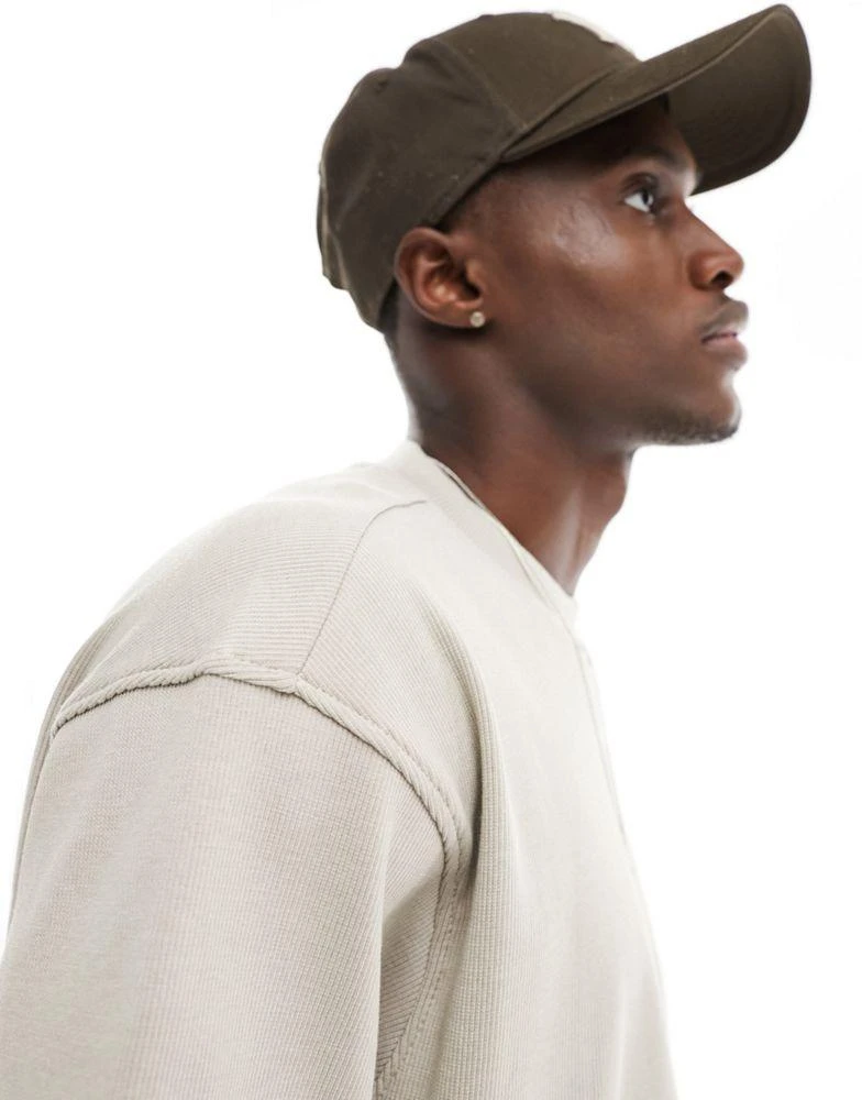 Another Influence Another Influence boxy ribbed t-shirt in stone 3