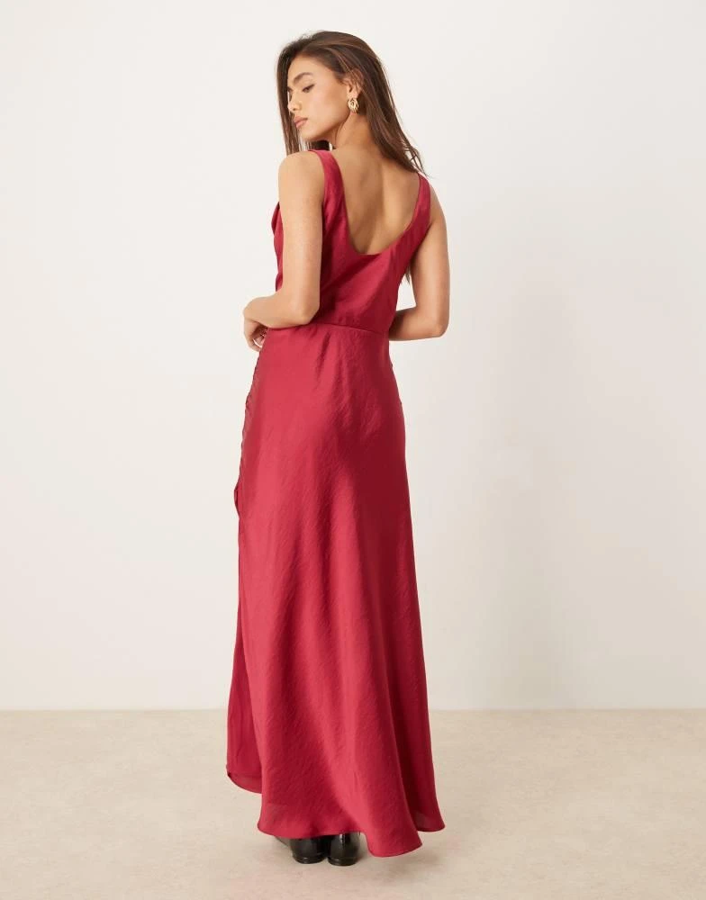 Abercrombie & Fitch Abercrombie & Fitch cowl neck draped maxi dress in dark pink 3