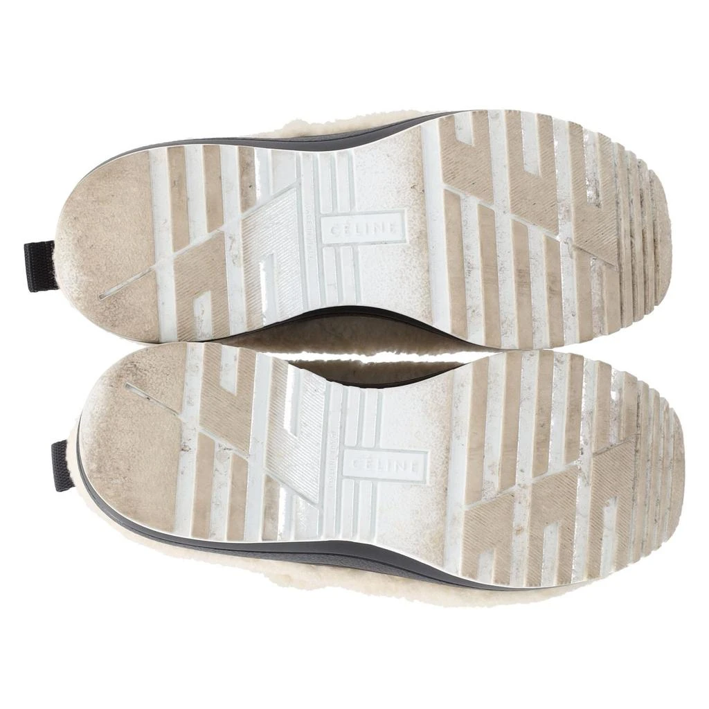 Celine Delivery Shearling Platform Sneakers in Cream Wool 5