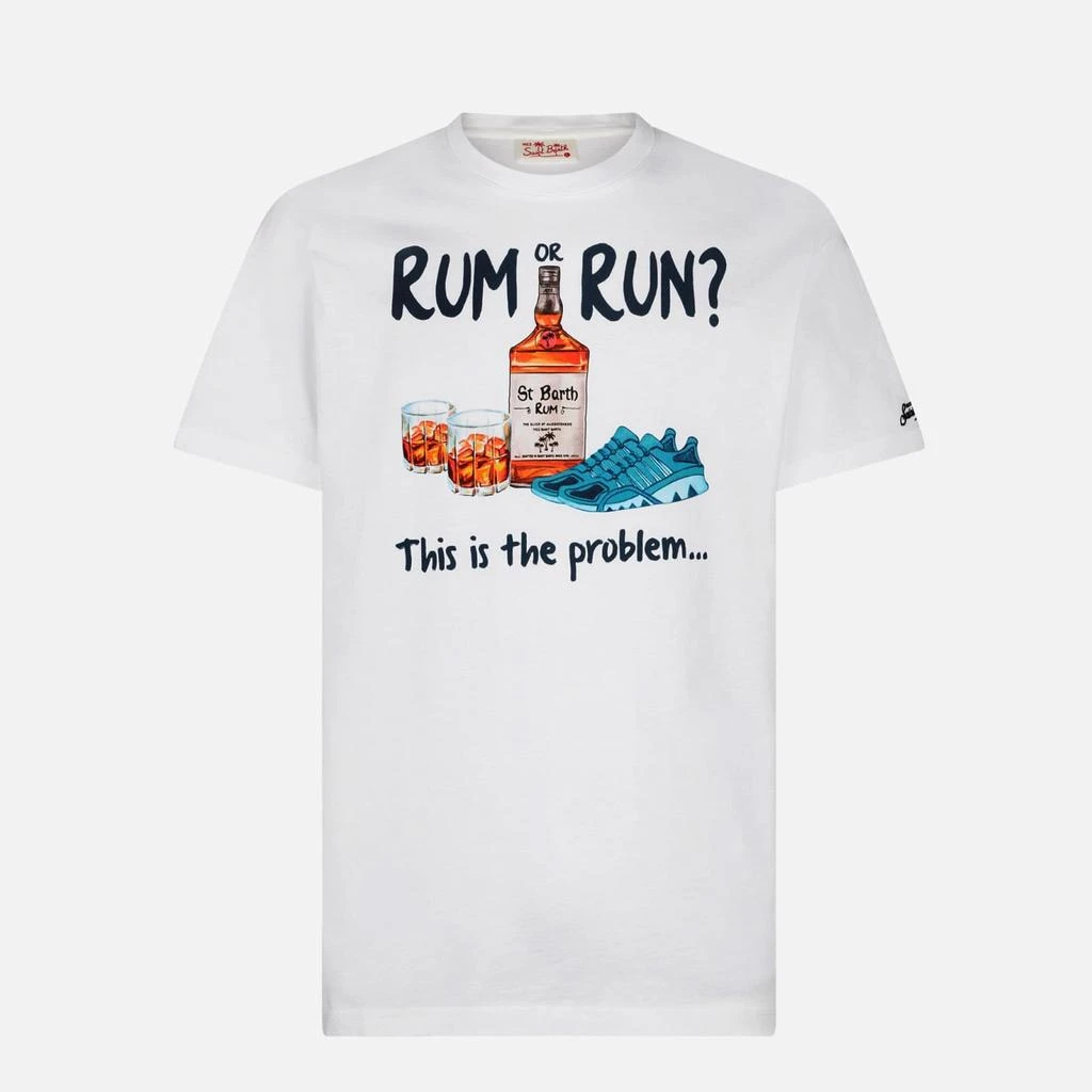 Mc2 Saint Barth Man Cotton T-shirt With Rum Or Run Print 2