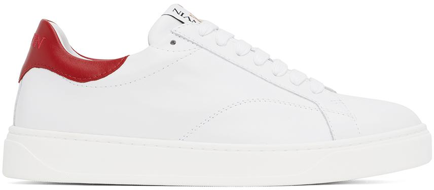 Lanvin White & Red DDB0 Leather Sneakers