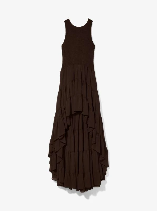 Michael Kors Georgette Smocked High-Low Dress 3