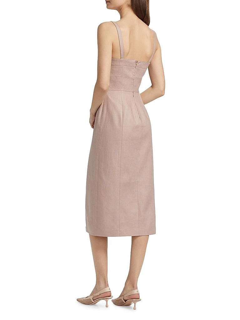 Hevron Linen Embroidered Midi-Dress 5