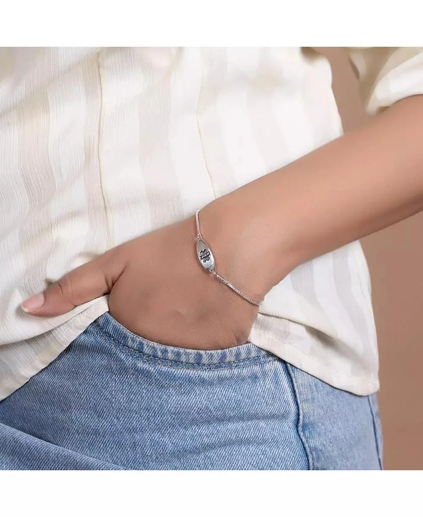 Bling Jewelry Thin Oval Medical ID Bracelet in Sterling Silver with Red Enamel 4