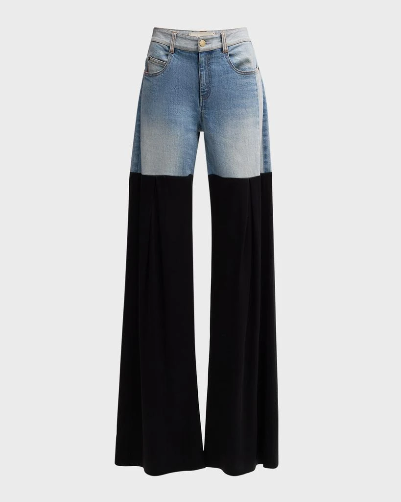 Hellessy Neville Mixed-Media Wide-Leg Jeans 1