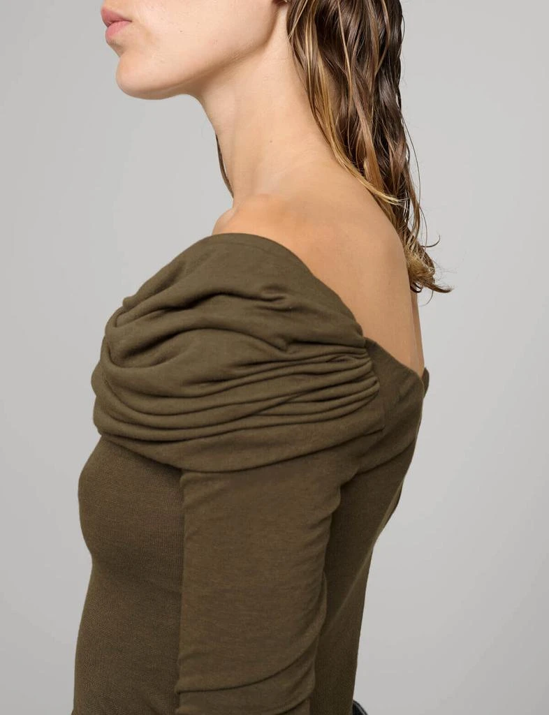 Pixie Market Brown Off-the Shoulder Draped Top 4