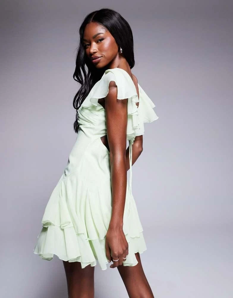 sage drop waist dress Adrianna Papell Drop Waist Floral Ballgown main image 1
