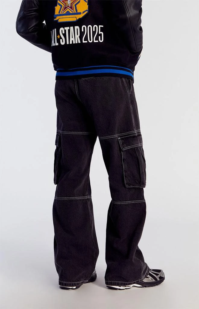 PacSun Blake Extreme Baggy Jeans Contrast Stitch Cargo Black 4